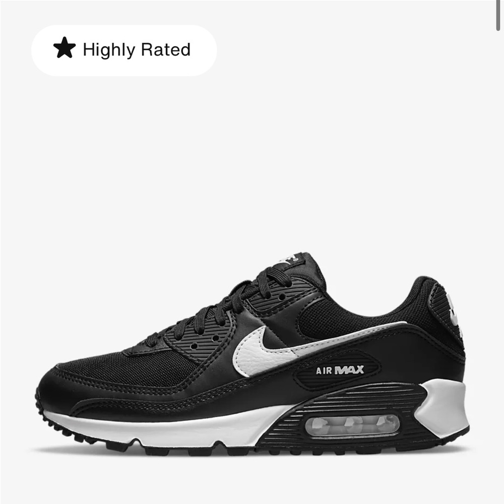 Nike Air Max 90, Black and White Sneakers, Size 8